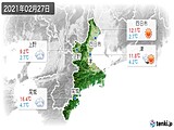 2021年02月27日の三重県の実況天気