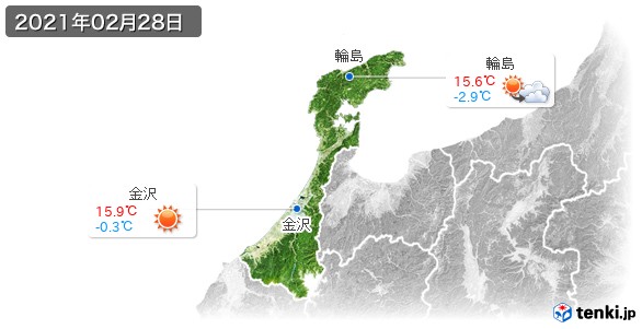 石川県(2021年02月28日の天気