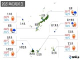2021年03月01日の沖縄県の実況天気