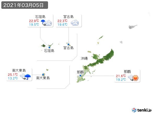 沖縄地方(2021年03月05日の天気