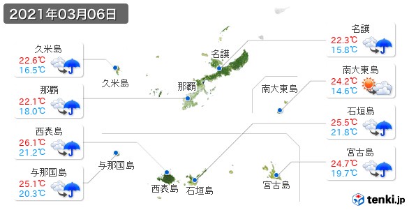 沖縄県(2021年03月06日の天気