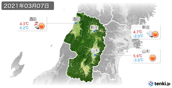 山形県(2021年03月07日の天気