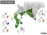 2021年03月09日の道南の実況天気