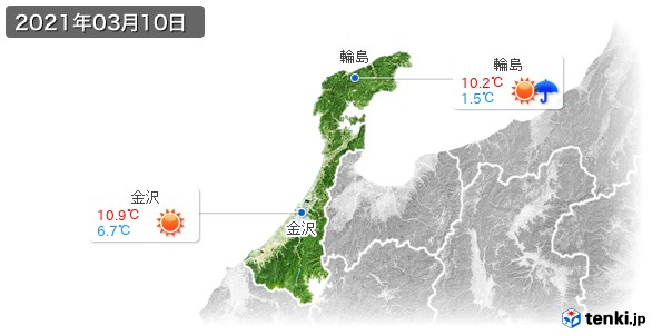 石川県(2021年03月10日の天気
