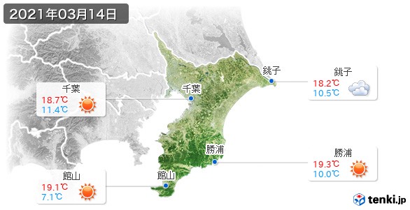 千葉県(2021年03月14日の天気