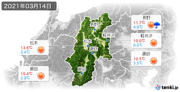 長野県(2021年03月14日の天気