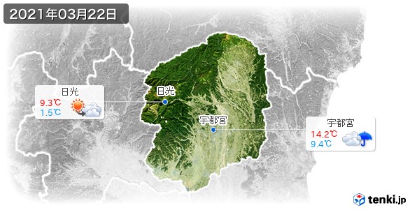 栃木県(2021年03月22日の天気