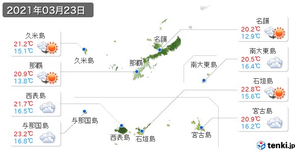 沖縄県(2021年03月23日の天気
