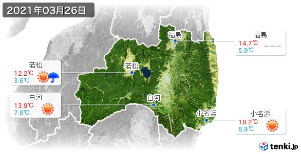 福島県(2021年03月26日の天気