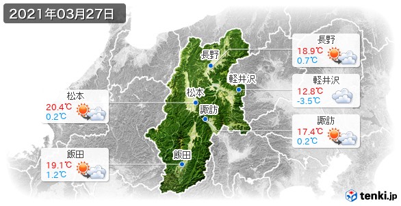 長野県(2021年03月27日の天気