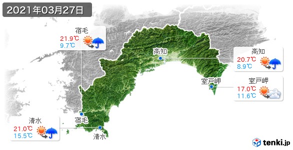高知県(2021年03月27日の天気