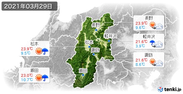 長野県(2021年03月29日の天気