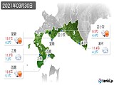 2021年03月30日の道南の実況天気