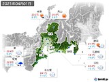 2021年04月01日の東海地方の実況天気