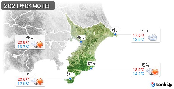 千葉県(2021年04月01日の天気