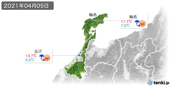 石川県(2021年04月05日の天気