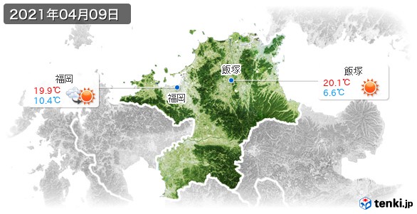 福岡県(2021年04月09日の天気