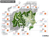 2021年04月11日の関東・甲信地方の実況天気