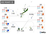 2021年04月11日の沖縄県の実況天気