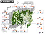 2021年04月12日の関東・甲信地方の実況天気