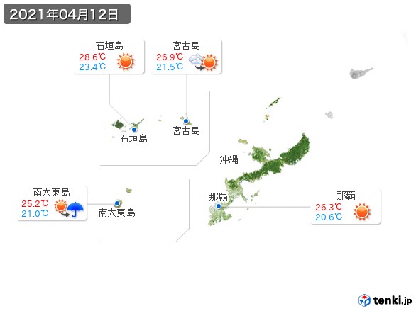 沖縄地方(2021年04月12日の天気