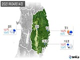2021年04月14日の岩手県の実況天気