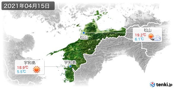 愛媛県(2021年04月15日の天気