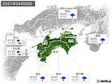 2021年04月28日の四国地方の実況天気