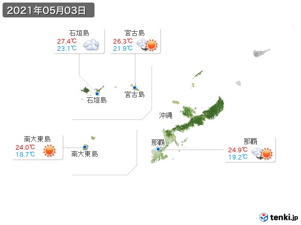 沖縄地方(2021年05月03日の天気