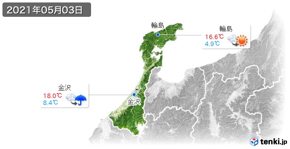 石川県(2021年05月03日の天気