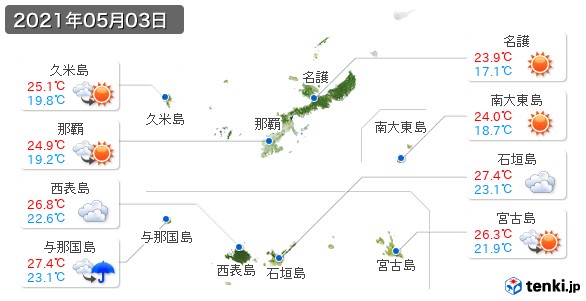 沖縄県(2021年05月03日の天気