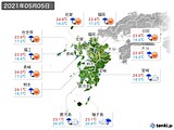 2021年05月05日の九州地方の実況天気