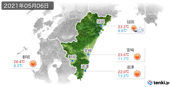 宮崎県(2021年05月06日の天気