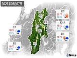 2021年05月07日の長野県の実況天気