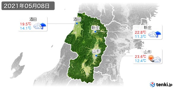 山形県(2021年05月08日の天気