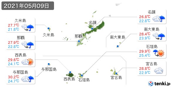 沖縄県(2021年05月09日の天気