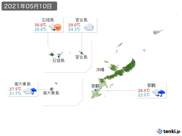 沖縄地方(2021年05月10日の天気