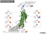 2021年05月11日の東北地方の実況天気