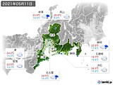 2021年05月11日の東海地方の実況天気