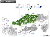 2021年05月11日の中国地方の実況天気