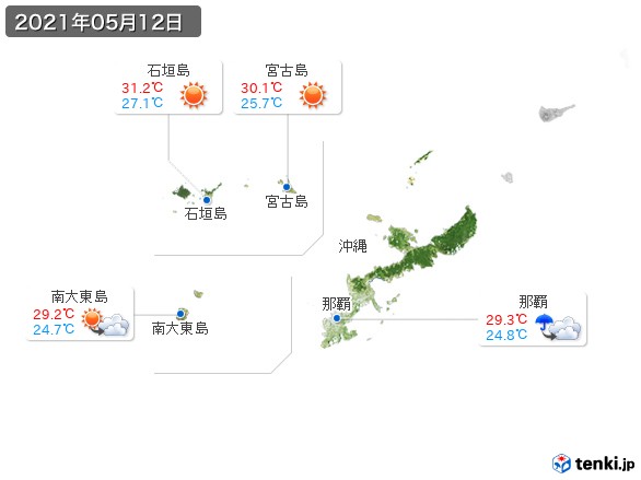 沖縄地方(2021年05月12日の天気