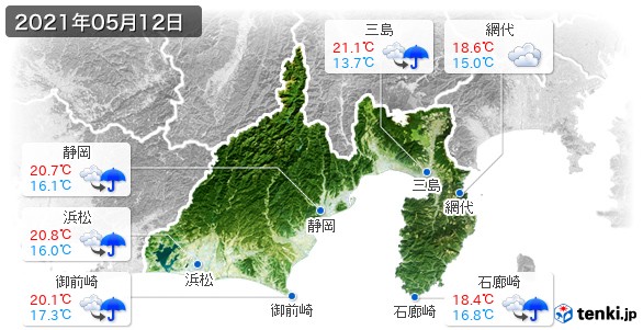 静岡県(2021年05月12日の天気