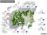 2021年05月13日の関東・甲信地方の実況天気