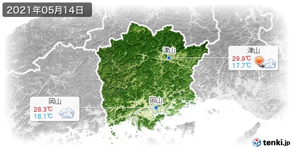 岡山県(2021年05月14日の天気