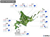 2021年05月16日の北海道地方の実況天気