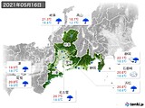 2021年05月16日の東海地方の実況天気