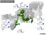 2021年05月17日の東海地方の実況天気