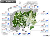 2021年05月18日の関東・甲信地方の実況天気