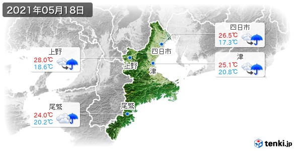 三重県(2021年05月18日の天気