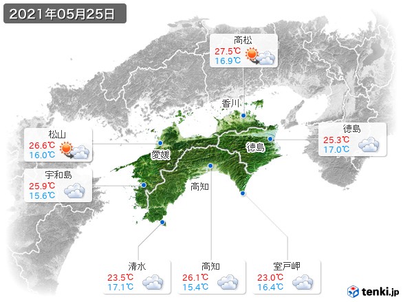 四国地方(2021年05月25日の天気